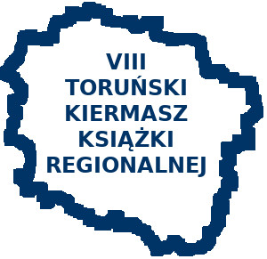 Kontur granic województwa kujawsko-pomorskiego. Napis: 8 Toruński Kiermasz Książki Regionalnej